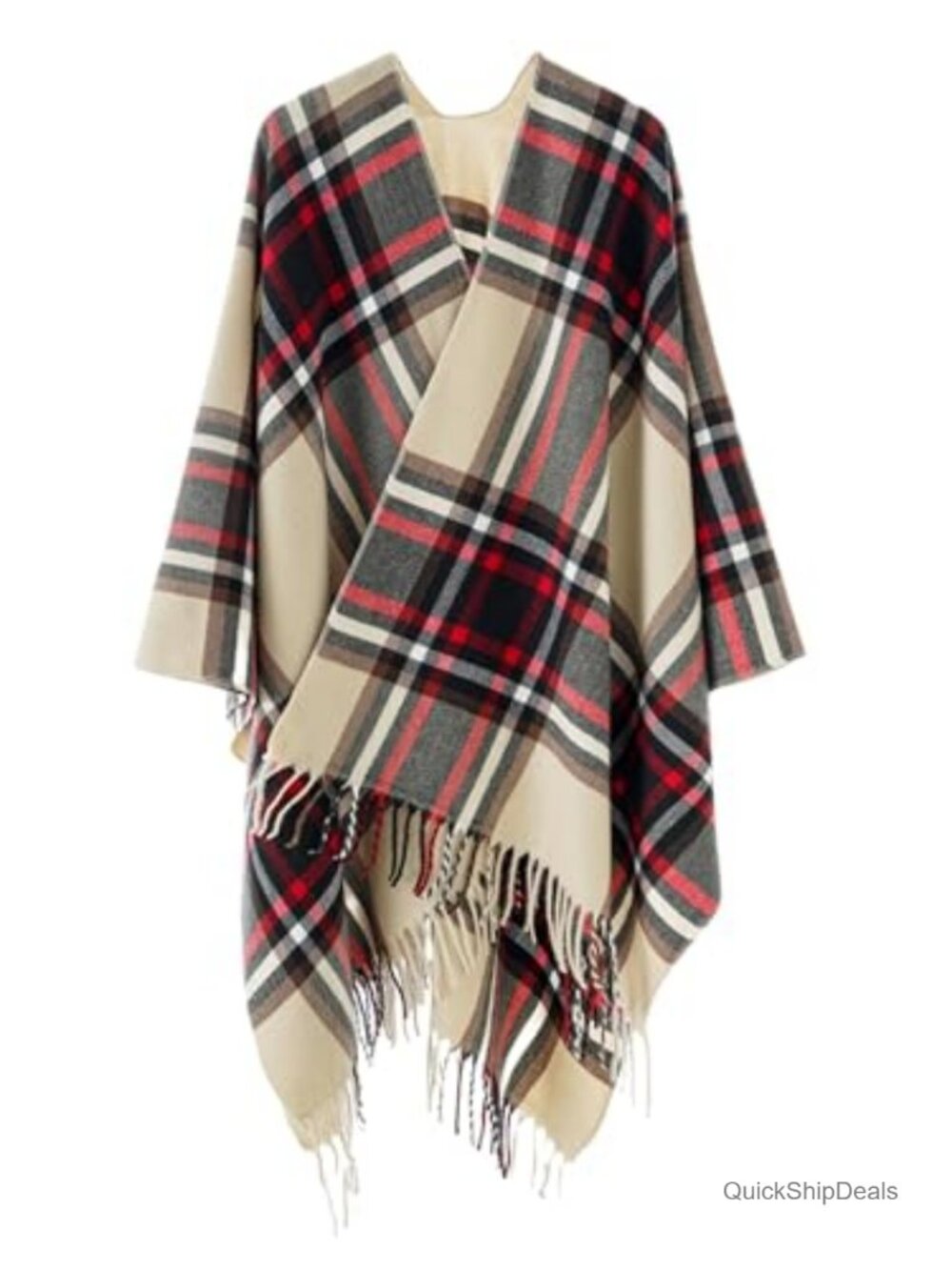 Women's Cozy Shawl Wrap, Open Front Poncho Cape Cardigan, Faux Cashmere Soft